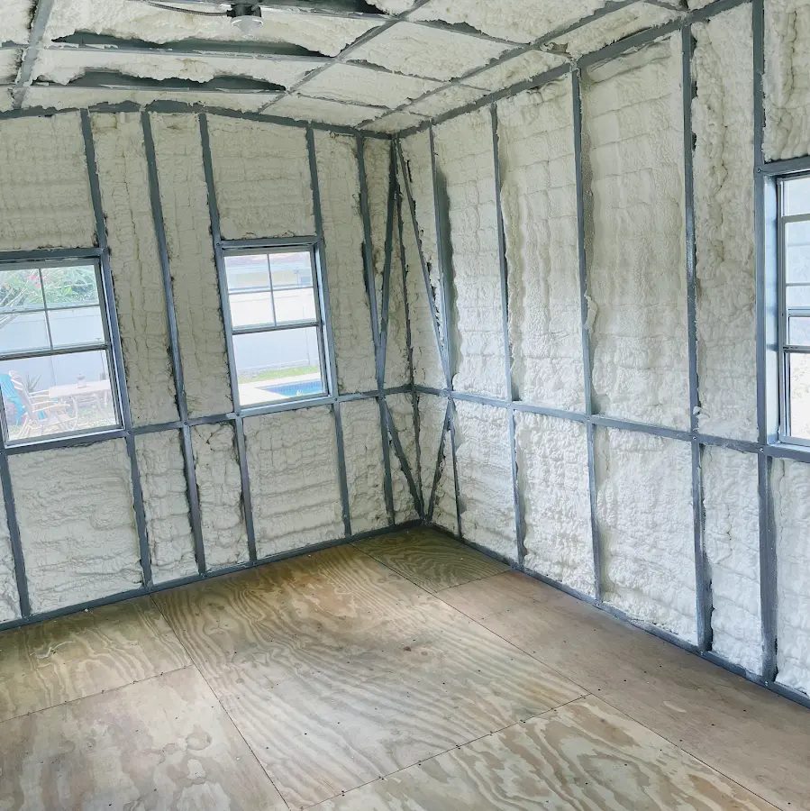 Closed-cell spray foam insulation applied to wall cavities in a residential project in Murrysville